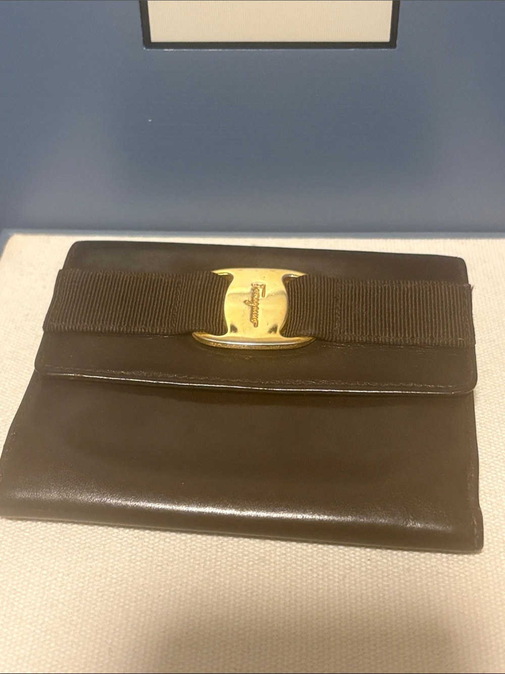 Salvatore Ferragamo Dark Brown Leather Compact Wallet